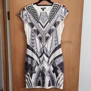 Express Black and White Sheath Mini Dress